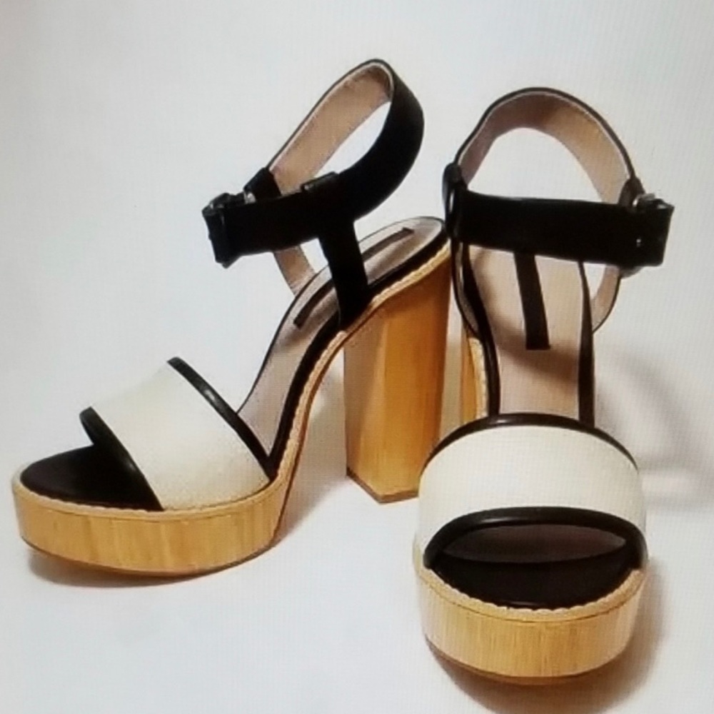 Zara Black and Cream Platform Sandals